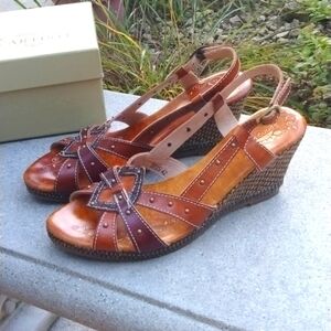 Spring Step Iris Slingback Wedge Sandals Lightweight Bohemian Brown (Size 9.5)42